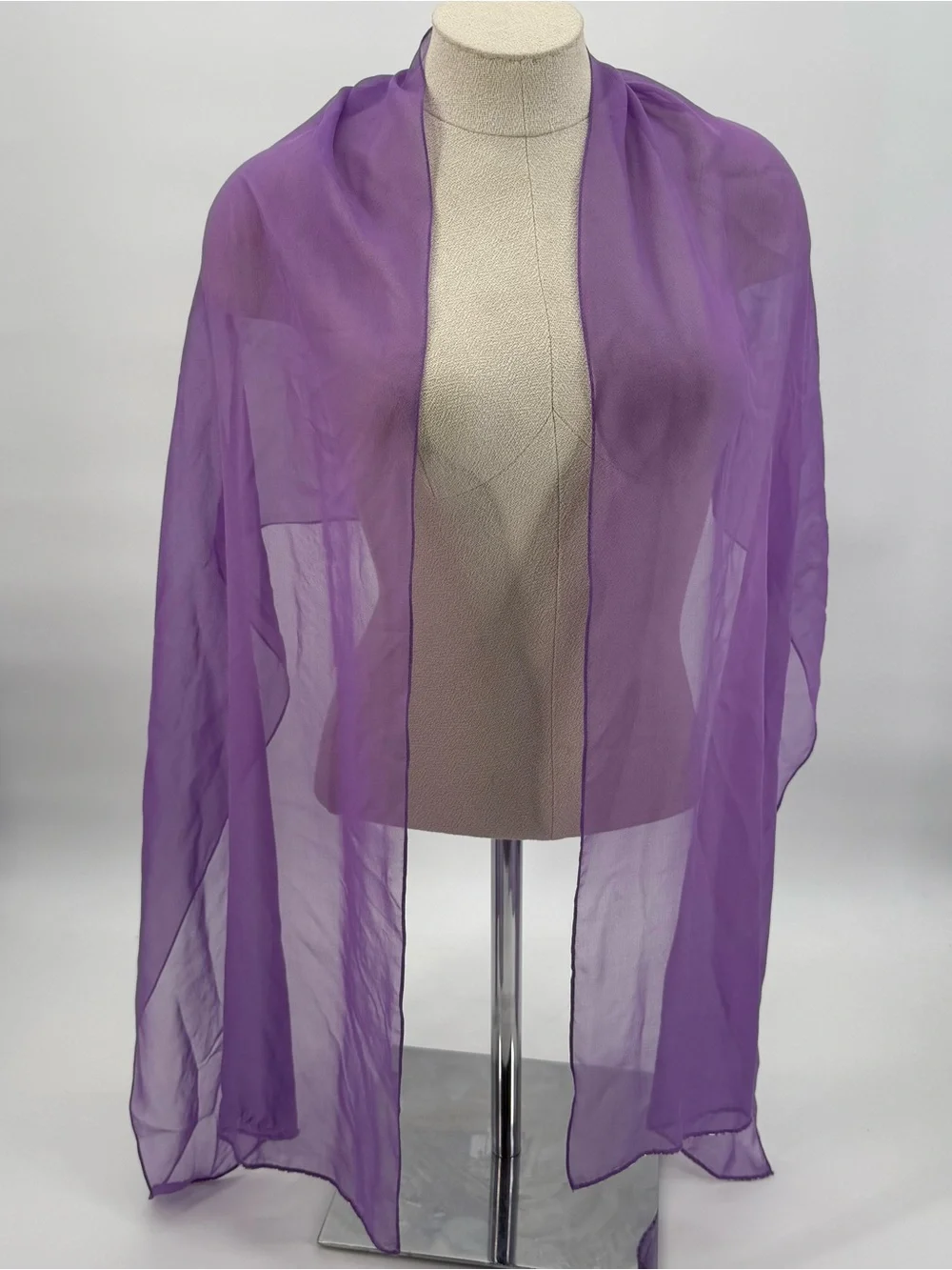 Unbranded Purple Chiffon Scarf Shawl Beaded Long Accessory Overlay